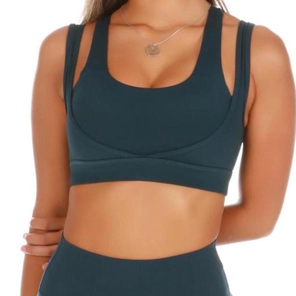 Elite Seven Dual Strap Sports Bra Forest Green Size Small